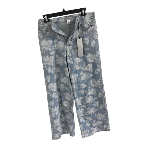 Madden Girl‎ blue white floral ultra 90’s straight cut jeans size 9 brand new - Picture 9 of 13
